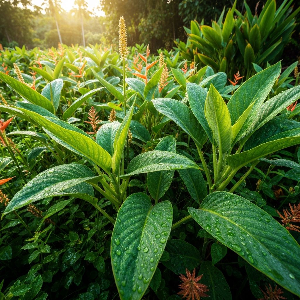 Green tropical plants and leaves